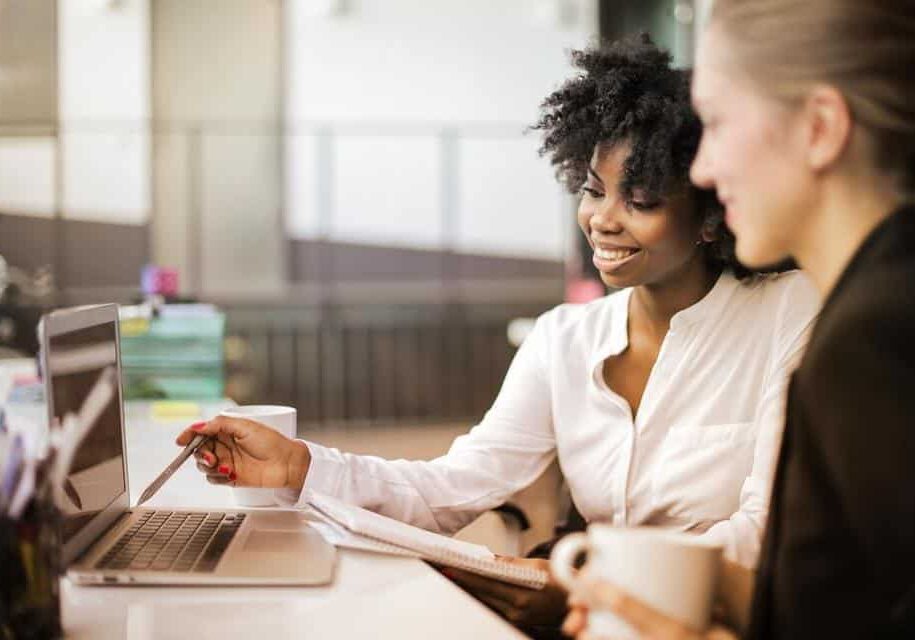 Female co-workers at work.