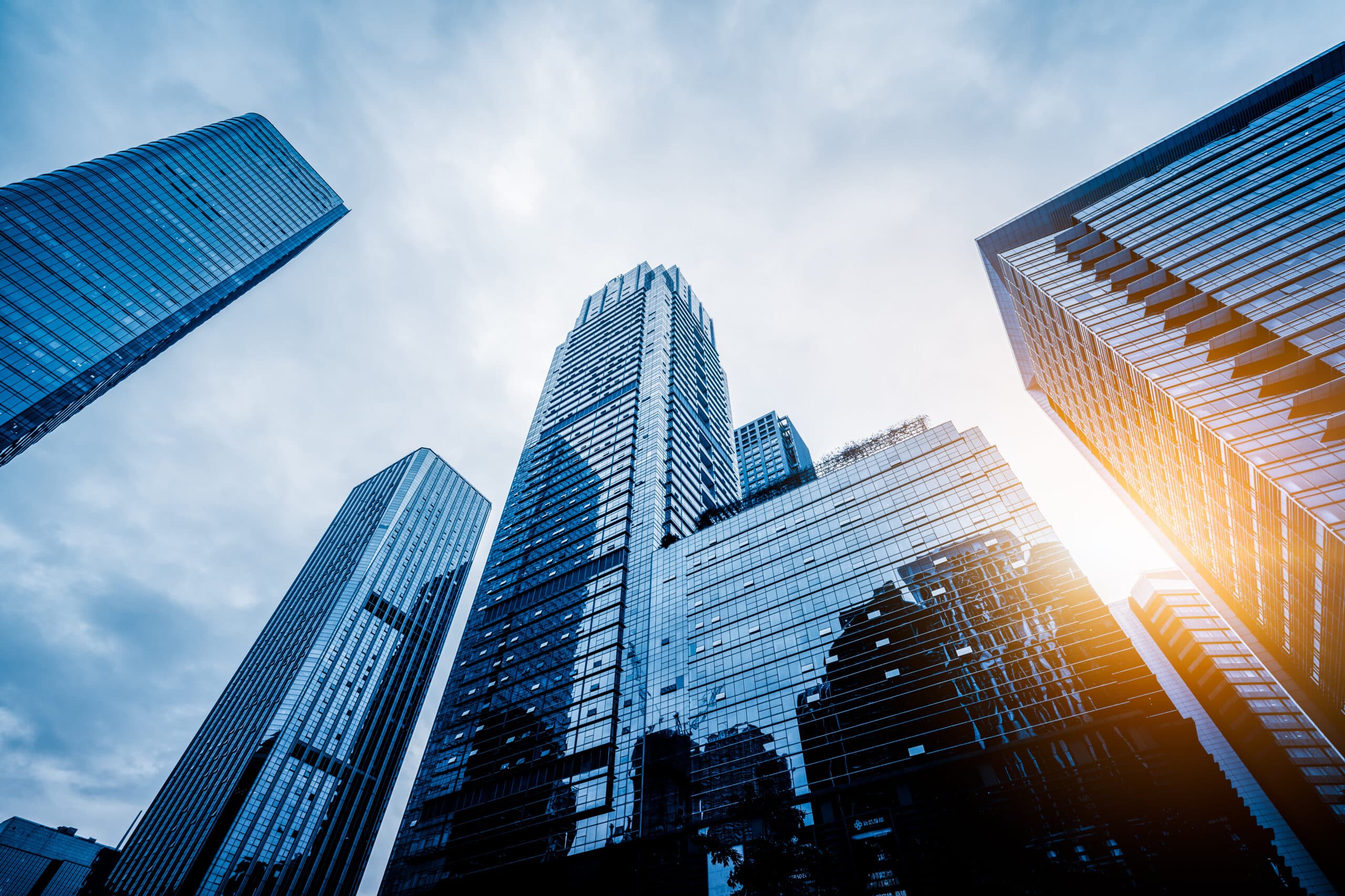 low angle view of skyscrapers in city of China