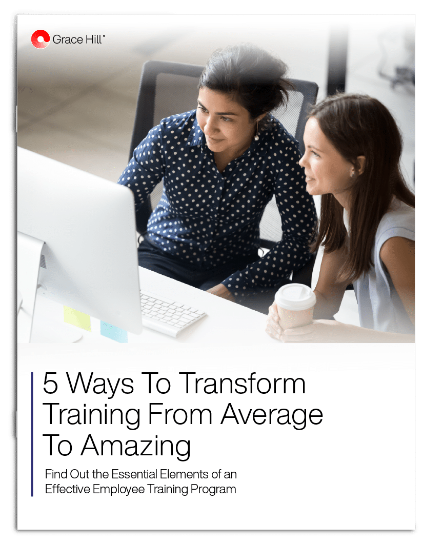Grace Hill's ebook cover on 5 ways to transform training from average to amazing.