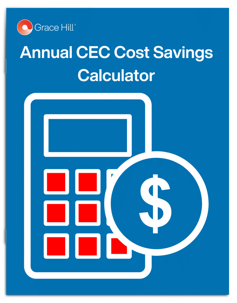 Grace Hill's annual CEC cost savings calculator graphic.