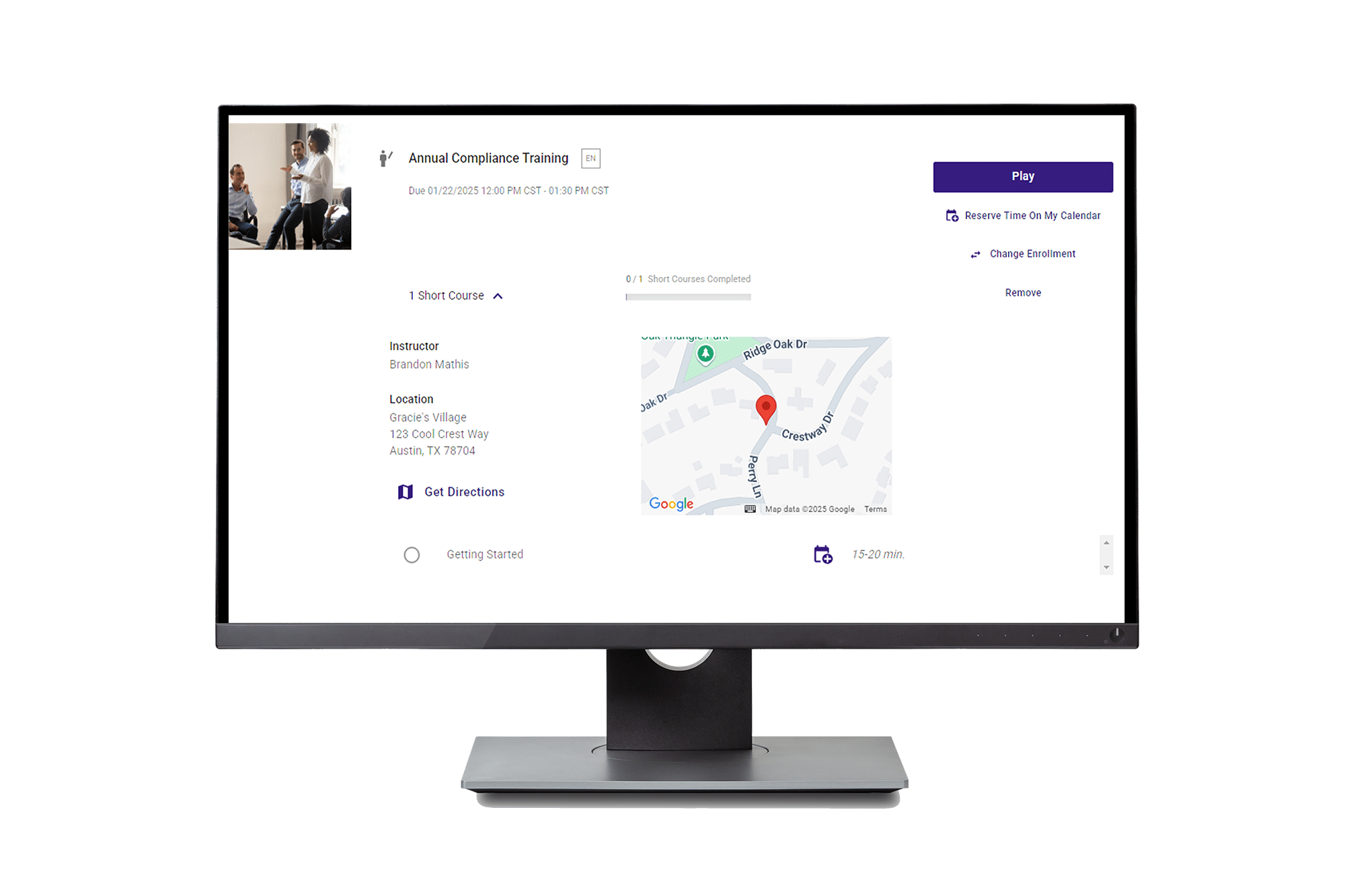 instructor-led training courses monitor view