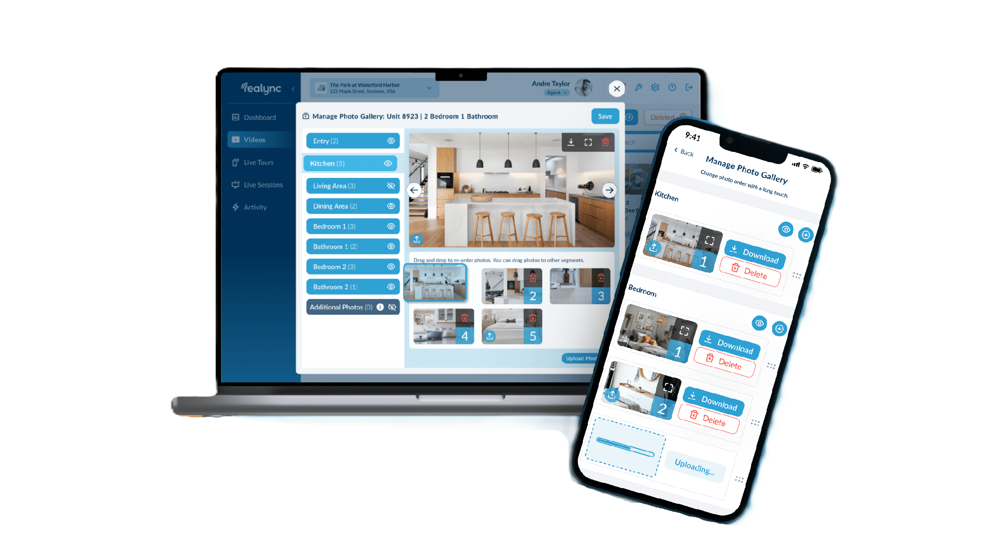 realync multifamily photo extraction tool mockups on desktop and iphone
