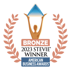 2023 bronze stevie award winner logo, grace hill technology.